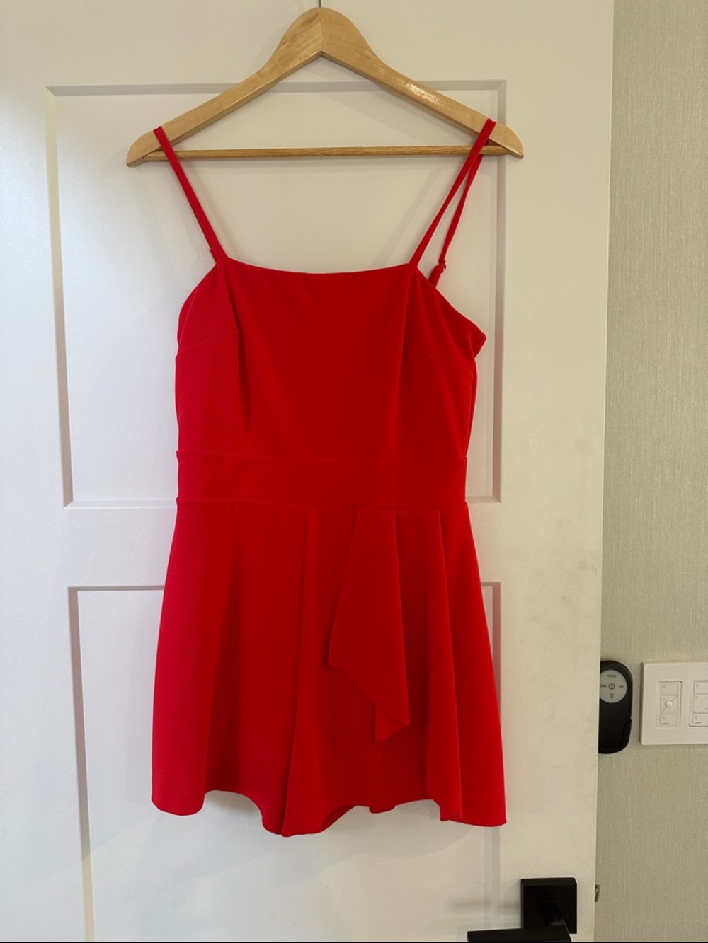 Sleeveless Red Mini romper with Spaghetti Straps